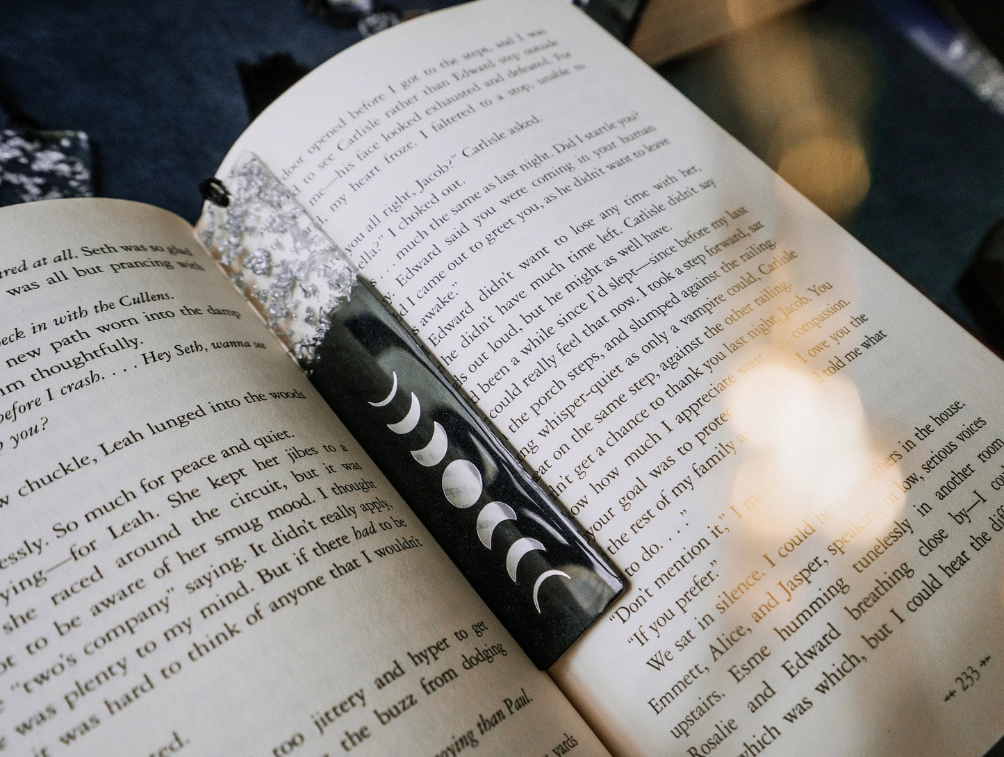 Black & Silver Moon Phases Resin Bookmark