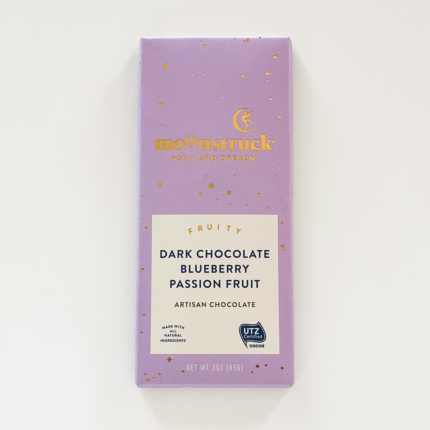 Moonstruck Dark Chocolate Blueberry Passionfruit Bar / Fruity Artisan Choclate Bar