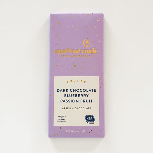 Moonstruck Dark Chocolate Blueberry Passionfruit Bar / Fruity Artisan Choclate Bar