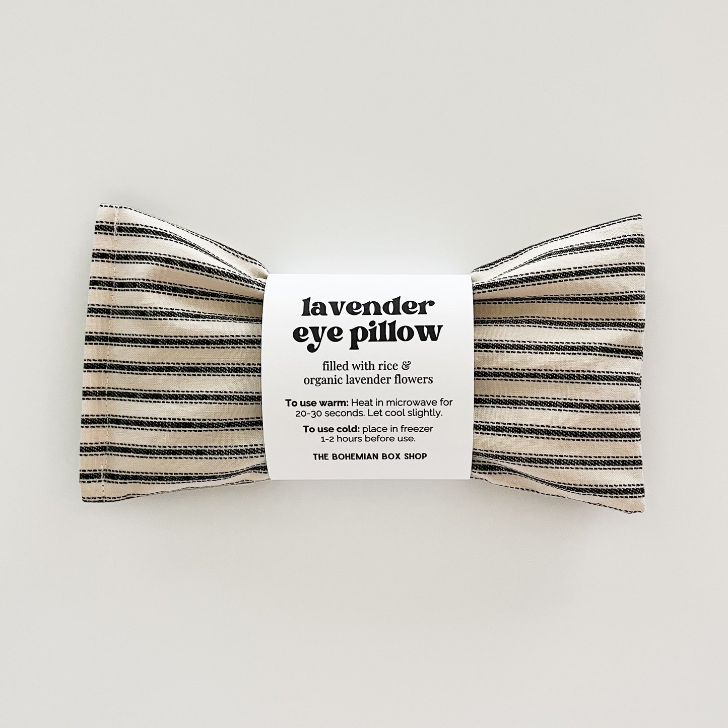 Lavender Eye Pillow - Ivory & Black Stripes