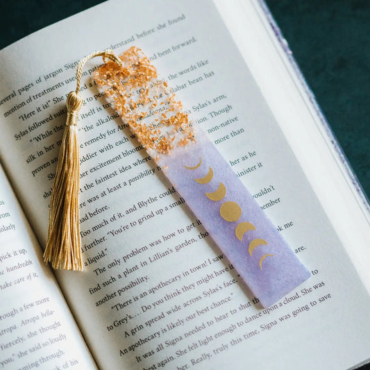 Lavender Moon Phases & Geode Resin Bookmark