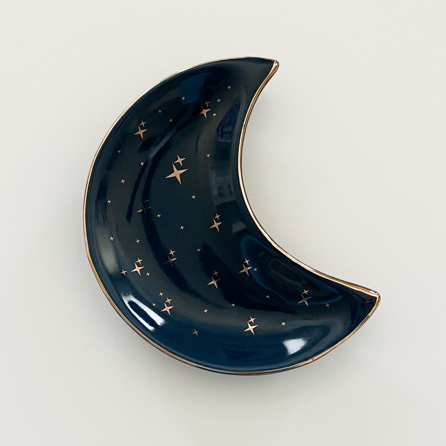 Dark Blue Moon Jewelry Tray with Gold Trim