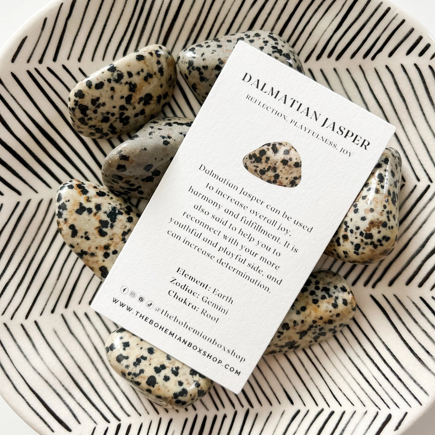 Dalmatian Jasper Tumbled Stone with complementary keepsake information card!