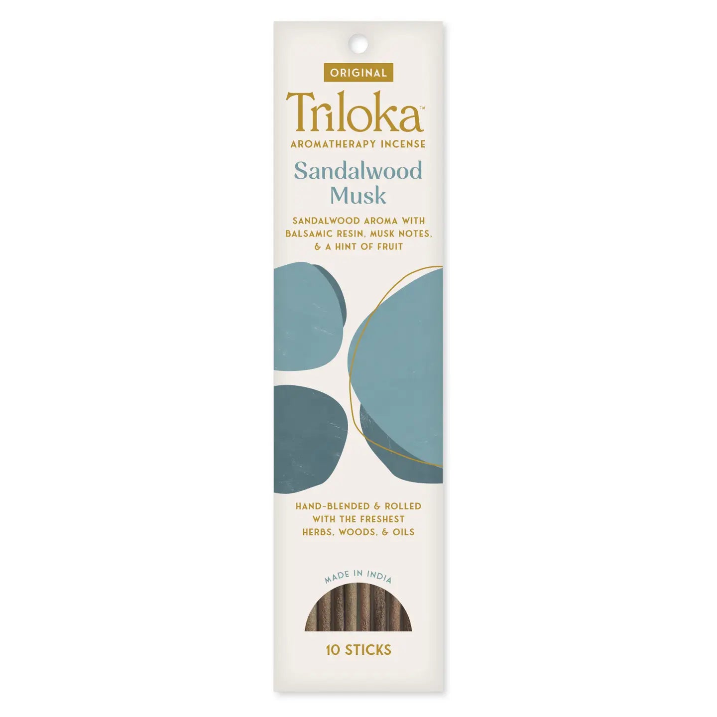 Triloka Sandalwood Musk Incense - Sandalwood Enriched with Balsamic Resin and Musk Notes with a Hint of Fruit