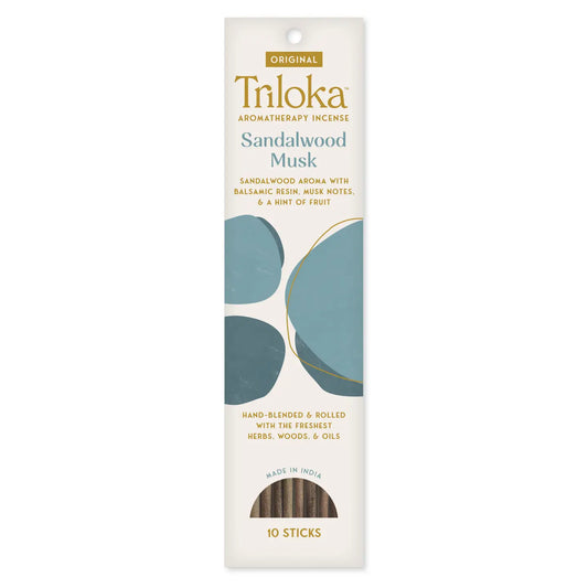 Triloka Sandalwood Musk Incense - Sandalwood Enriched with Balsamic Resin and Musk Notes with a Hint of Fruit