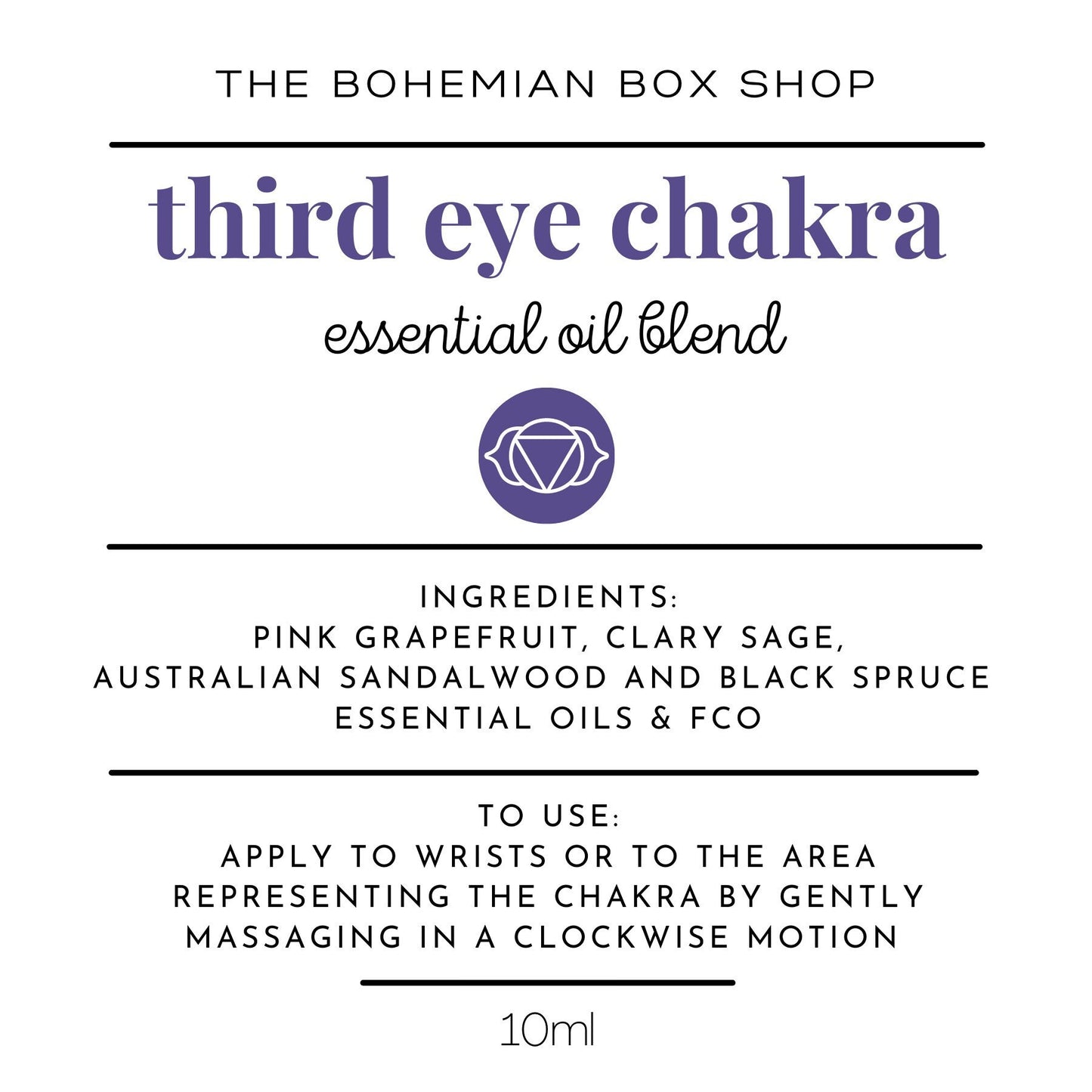 Third eye chakra essential oil blend ingredients and directions for use 