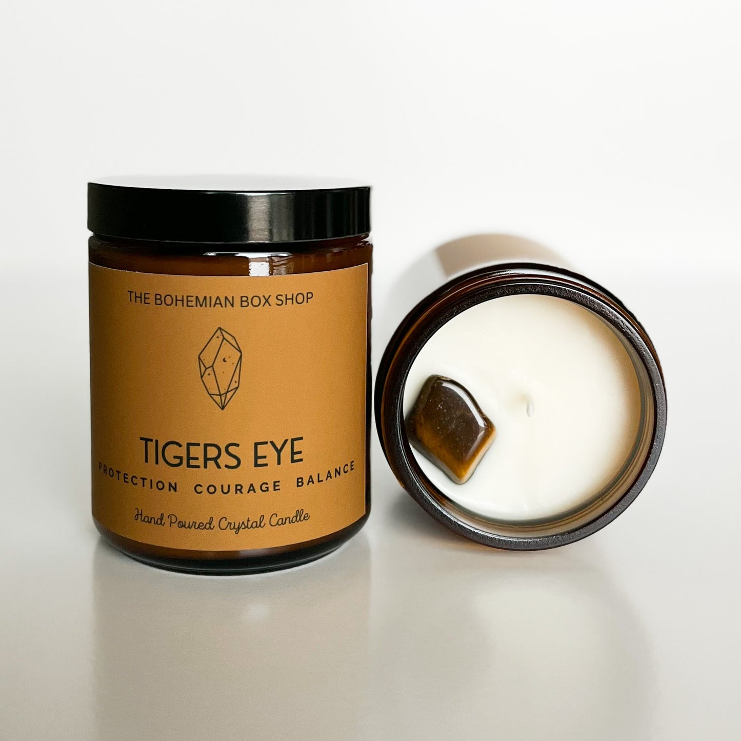 Tigers Eye Crystal Soy Candle / Protection, Courage, Balance