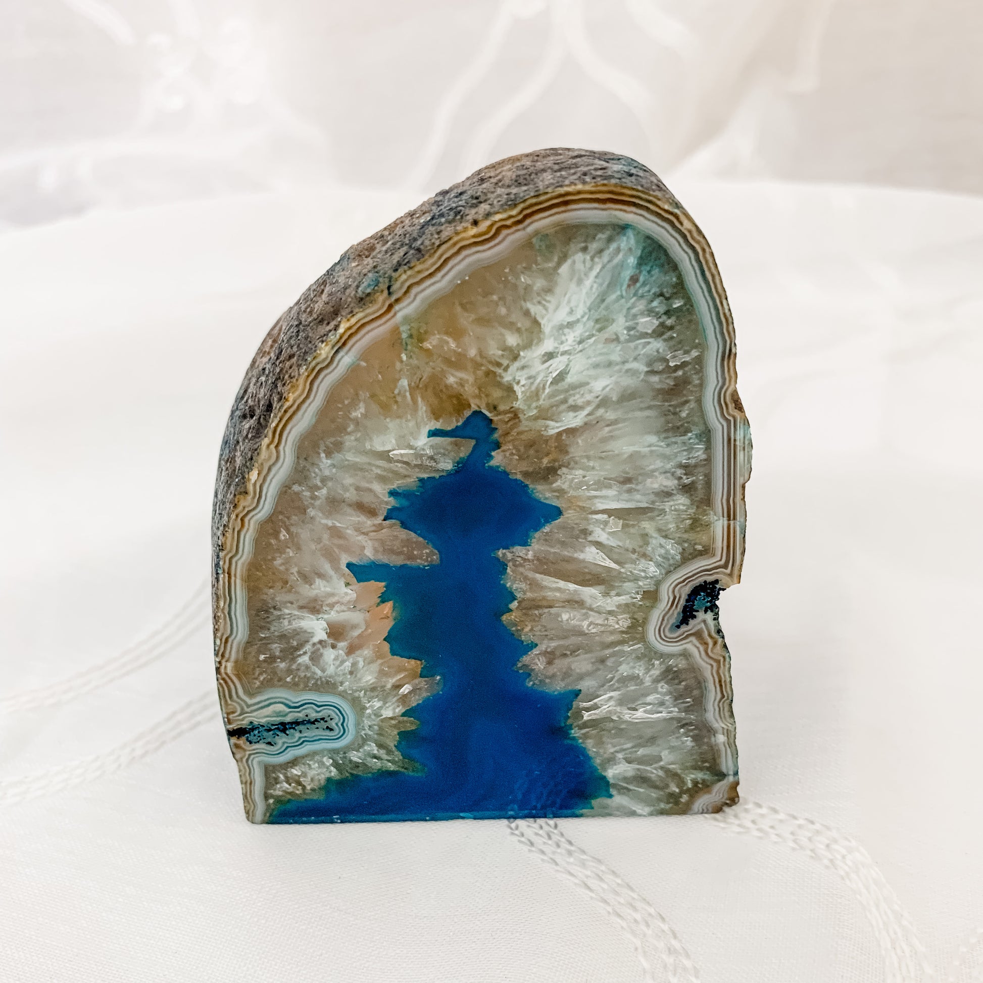 Blue Agate Candle Holder - Crystal Decor